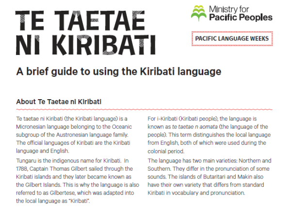 A preview of the Kiribati language guide