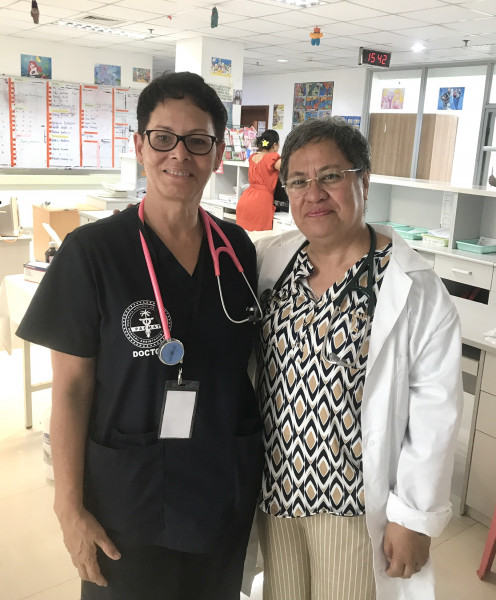 Dr Teuila Percival with Dr Farah Maru Paediatrician TTM hospital